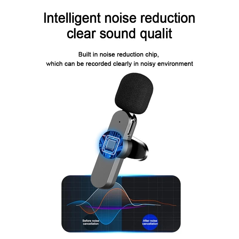 Wireless Lavalier Microphone Lapel Mic Mini For iPhone Android Cell Mobile Phone PC Tiny Micro Tie Mikrofon Mike Dual Bluetooth - Korvel