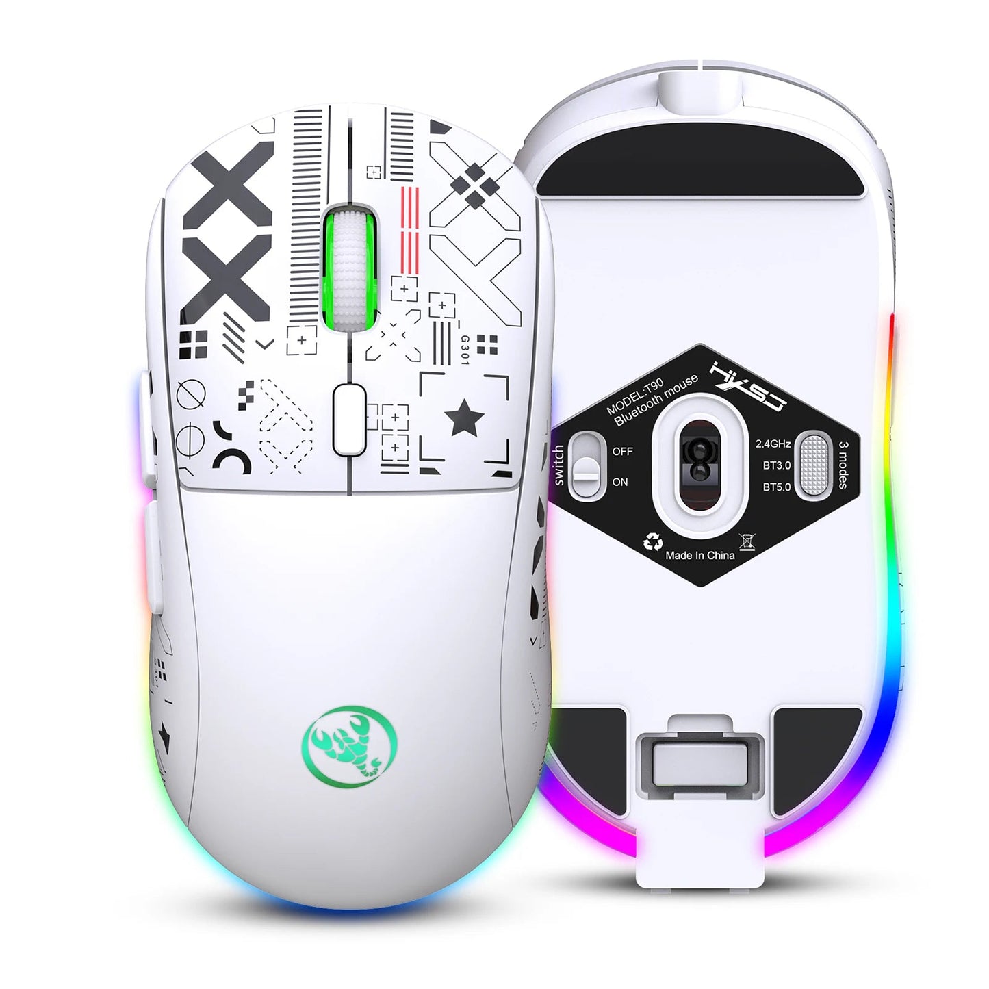 HXSJ T90 Wireless Mechanical Gaming Mouse with RGB Lighting