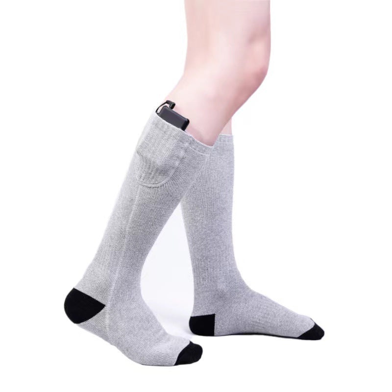 Charging and heating socks, ski socks, electric heating socks, USB charging long tube, warm socks for men and women in winter - Korvel