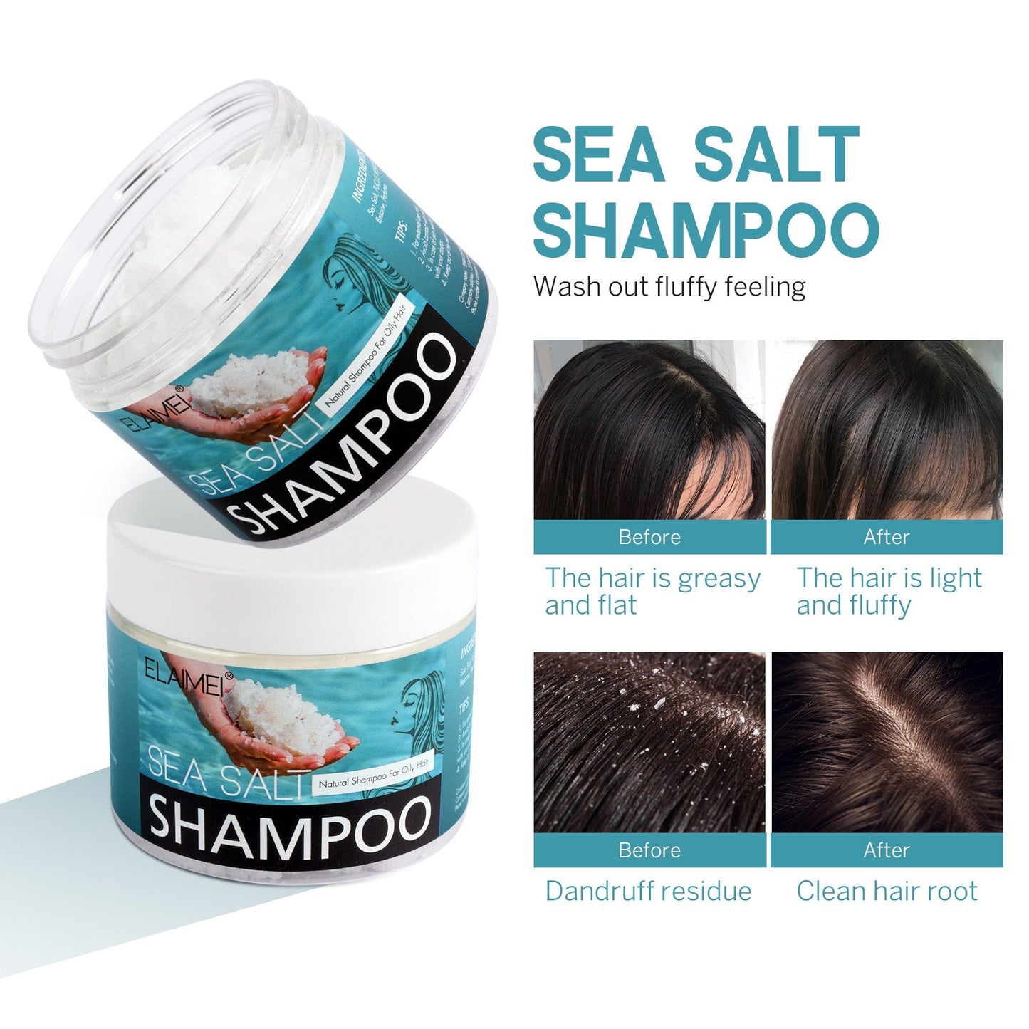 ELAIMEI Sea Salt Shampoo To Scalp Deep Cleansing Moisturizing Anti-dandruff Oil Control Hair Balm - Korvel