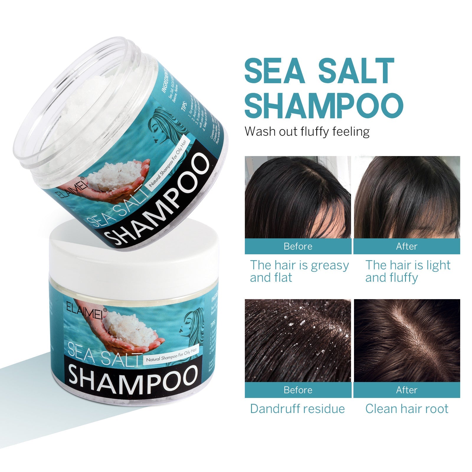 ELAIMEI Sea Salt Shampoo To Scalp Deep Cleansing Moisturizing Anti-dandruff Oil Control Hair Balm - Korvel