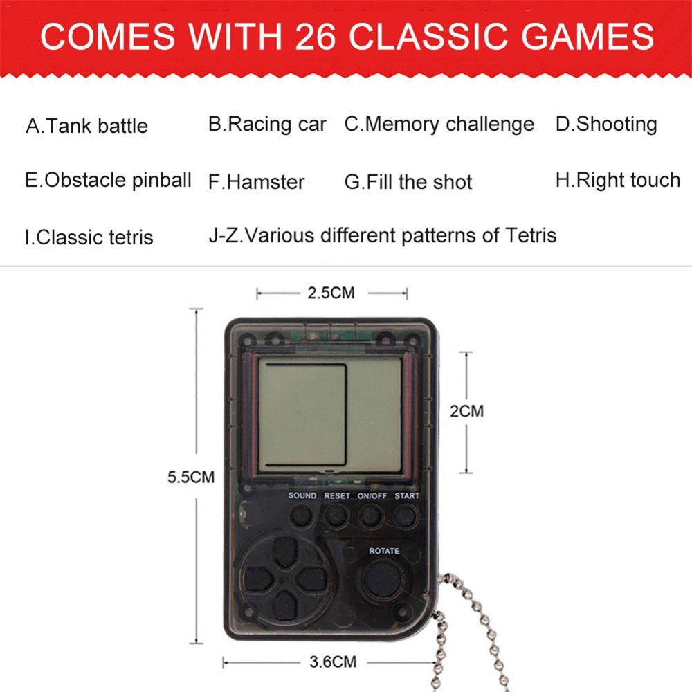 Mini Console Game Machine Children's Handheld Nostalgic Mini Game Console With Keychain Tetris Video Game Kids Children Gifts - Korvel