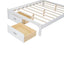 Wood Full Size Platform Bed with Upholstered Headboard and LED and 2 Drawers, Antique White - Korvel