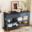 Retro Design Console Table with Two Open Shelves, Pine Solid Wood Frame and Legs for Living Room (Antique Navy+Espresso) - Korvel