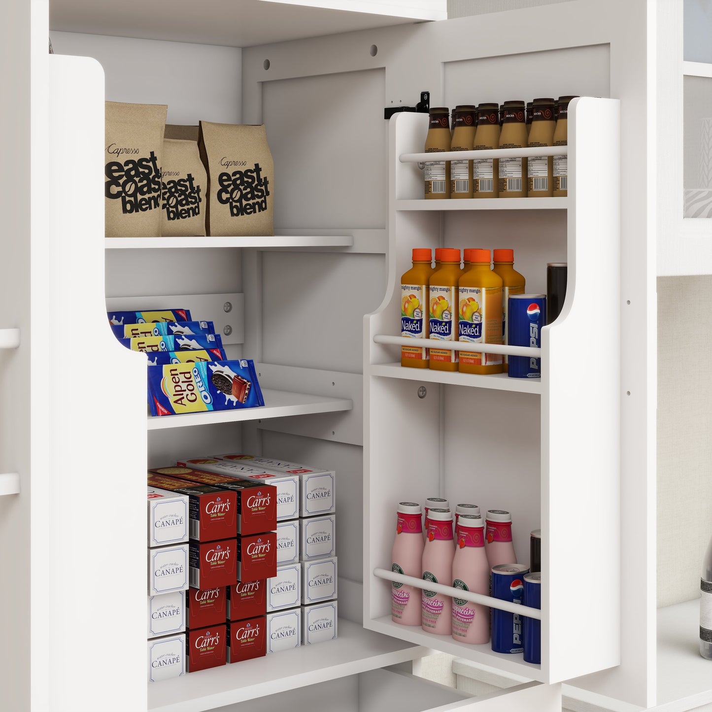 Elegant 71" Kitchen Pantry Storage Cabinet with Adjustable Shelves