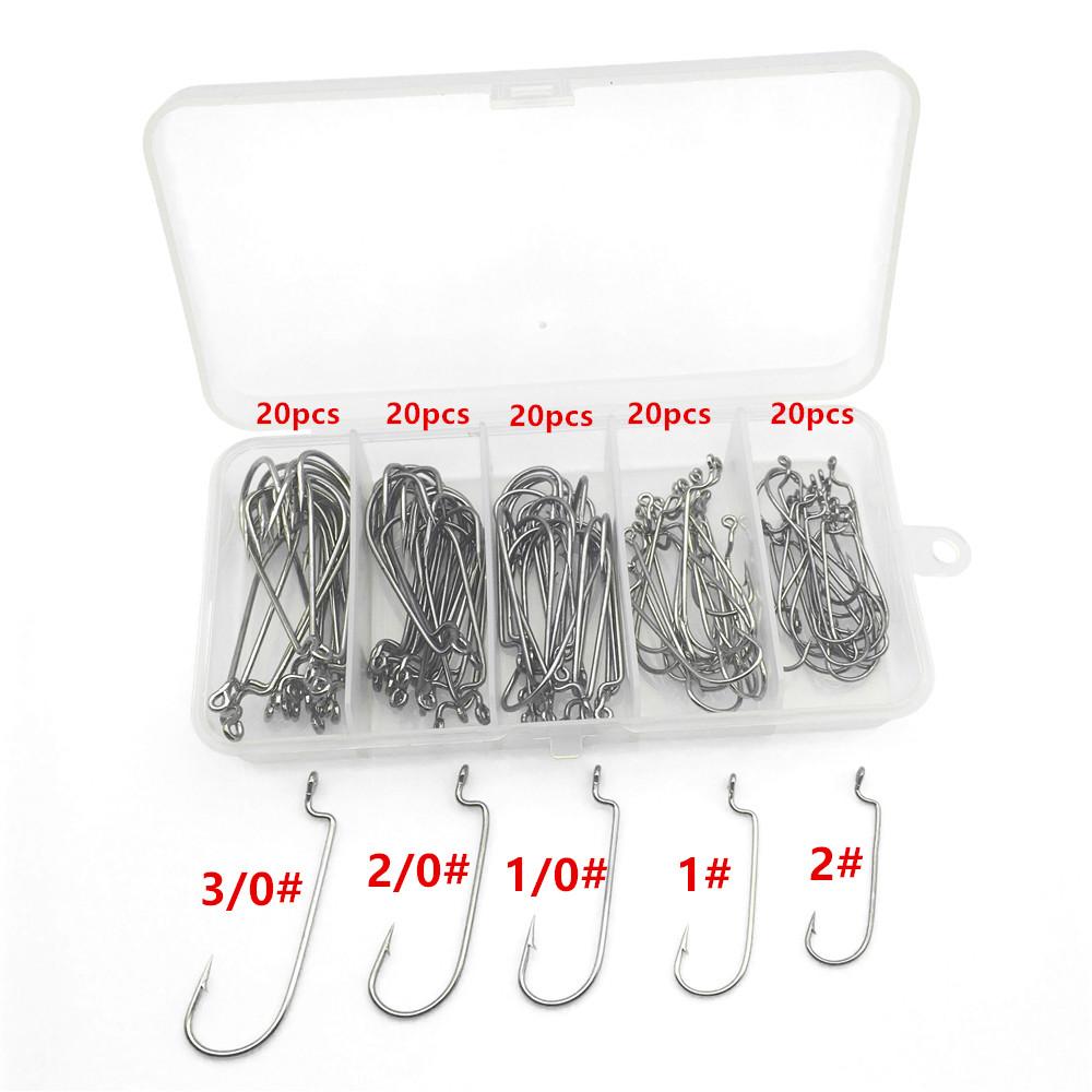 Rompin 100pcs/box 2#-3/0# 5 size Jig head HookSingle Fishing Hooks - Korvel