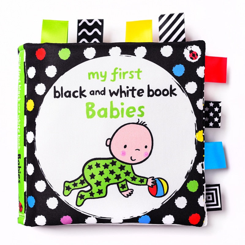 LakaRose Baby Black and White Label Cloth Book Newborn Infant Early Education Books Cloth Quiet Books - Korvel