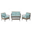 Conjunto de Muebles de Wicker para Exterior Premium con Mesa de Metal Negra