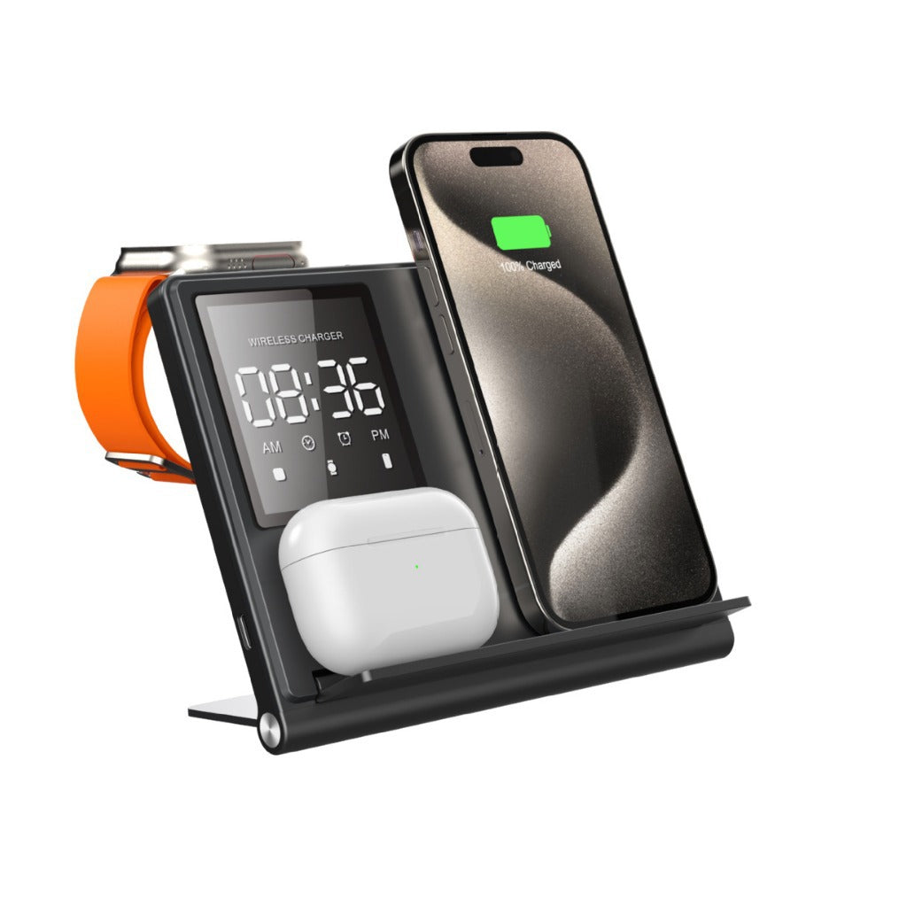 Trending Products Portable 5-in-1 Pixel Animation Foldable Wireless Charger Stand Pad for Mobile Phone Smart Watch Earphone - Korvel