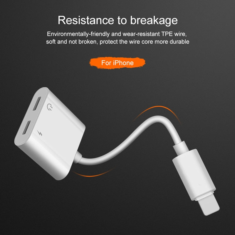 udio Adapter Charger Cable For iPhone X 8 Dual Headphone Aux cable for Lightning Converter For iPhone 10 Charging Splitter - Korvel