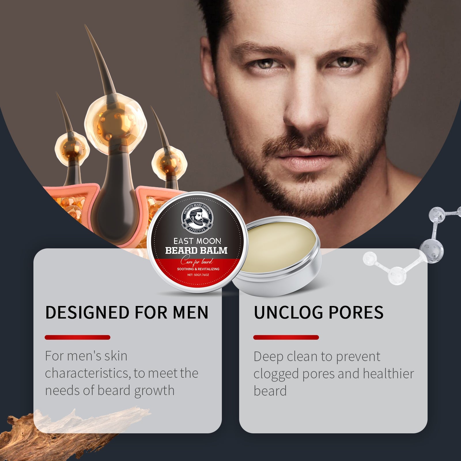 Facial Hair Care Cream, Men's Facial Hair Moisturizing Facial Hair Cleansing Facial Hair Moisturizing Facial Cream - Korvel