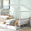 Full Size House Platform Bed with Two Drawers Headboard and Footboard,Roof Design White - Korvel