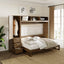 Full Size Murphy Bed with Wardrobe, Drawers and Open Shelves, Antique Grey - Korvel