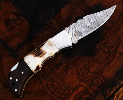 Custom Engraved Damascus Steel Pocket Knife - Unique Gift for Him - Korvel