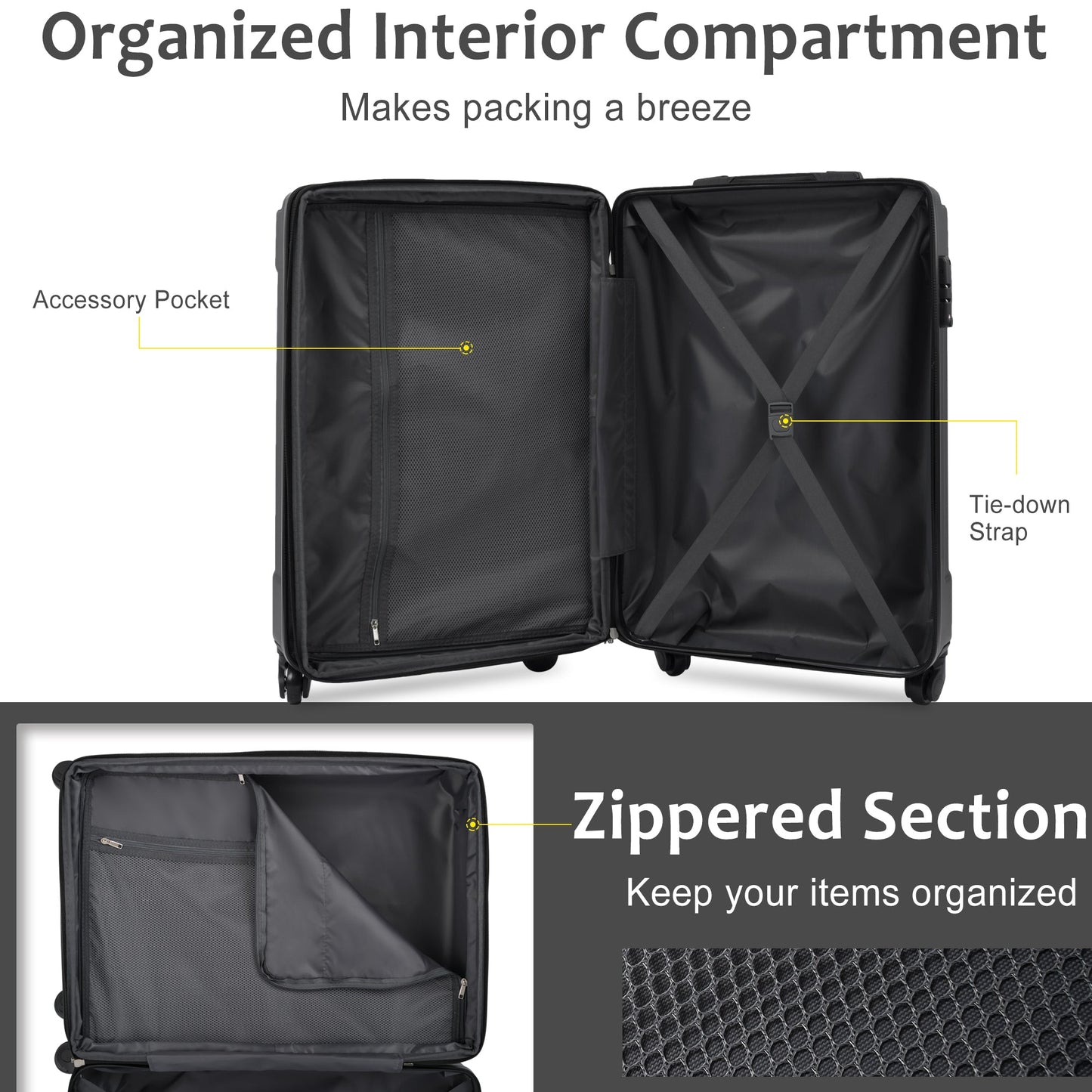 Maleta Spinner Dura Premium de 20'' con Cerradura TSA - Negra