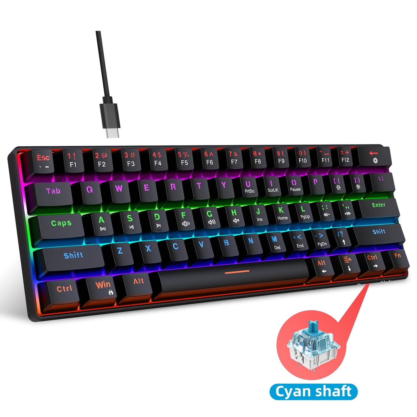 Clavier Mécanique Compact avec Rétroéclairage Bleu Glacé