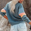 Color Block Round Neck Long Sleeve Sweatshirt - Korvel