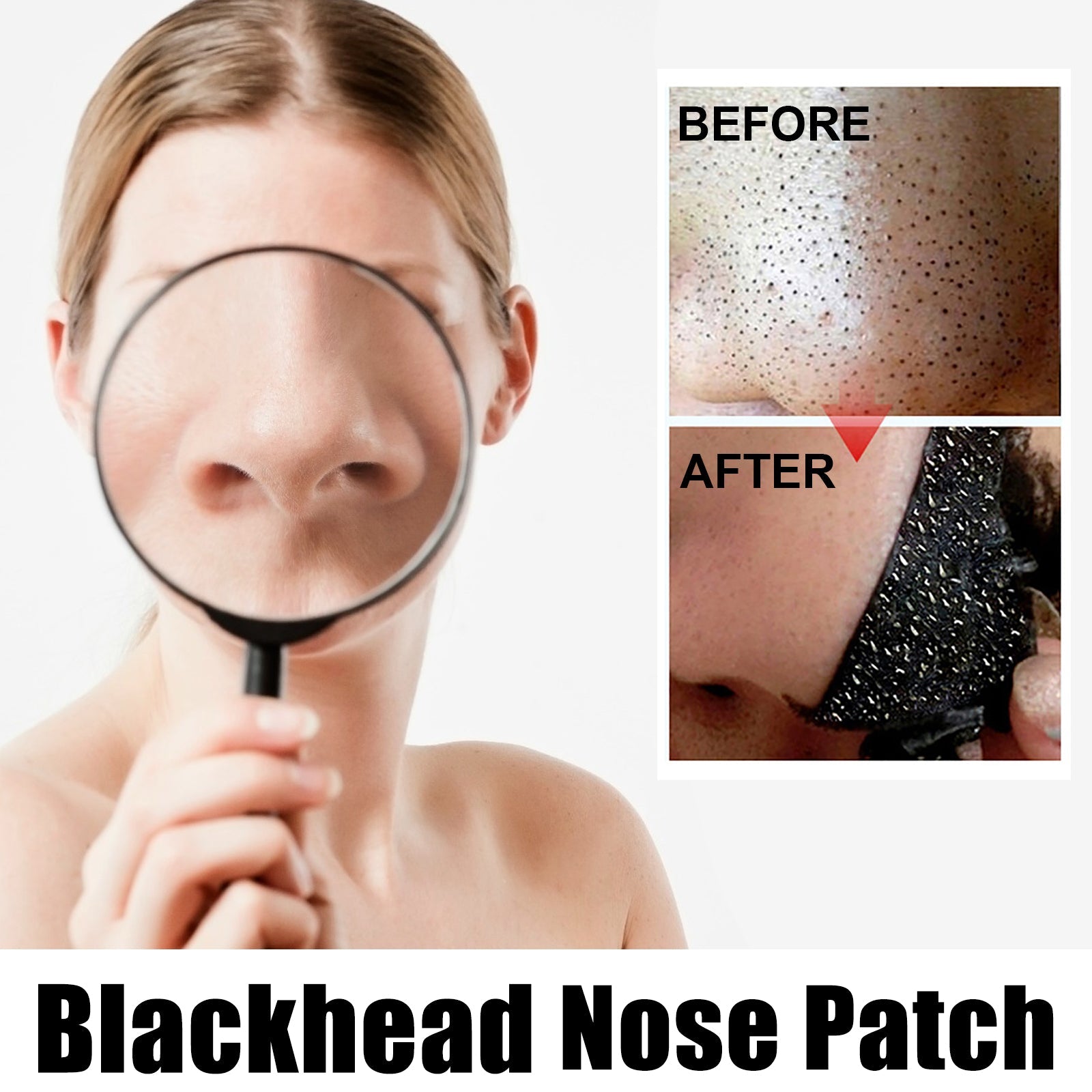 Black Pig Nose Patch, Bamboo Charcoal Remove Blackhead Acne Tear Nose Mask Patch - Korvel