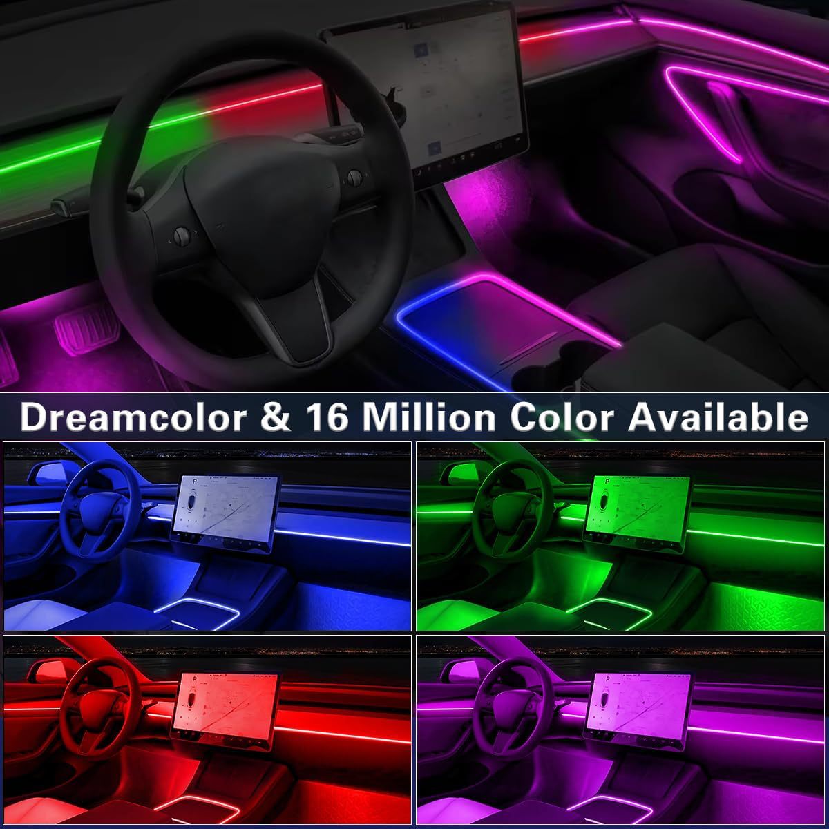 Suitable for 256 color dynamic light and shadow ambient lighting in cars universal car models with added welcome lights - Korvel