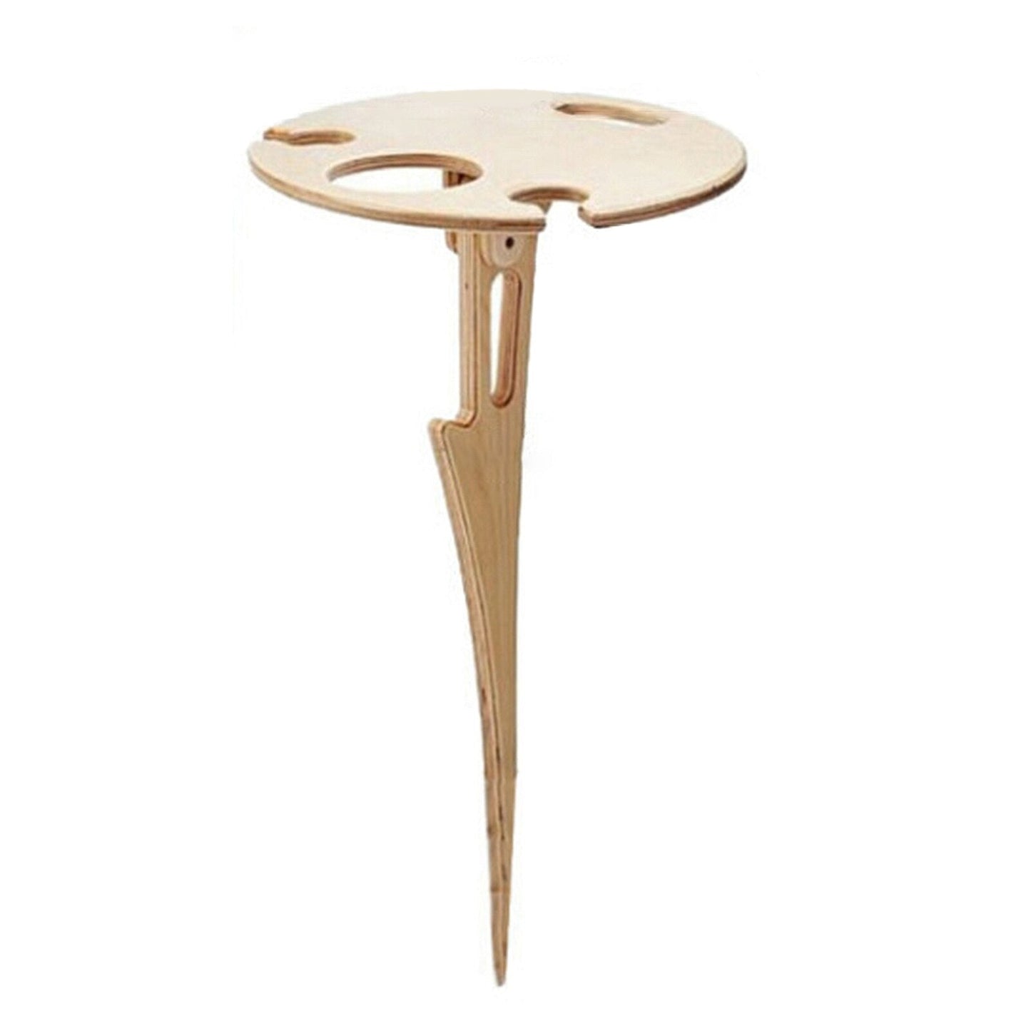 Outdoor Wine Table Foldable Round Desktop Mini Wooden Picnic Table Easy To Carry Wine Rack Support - Korvel