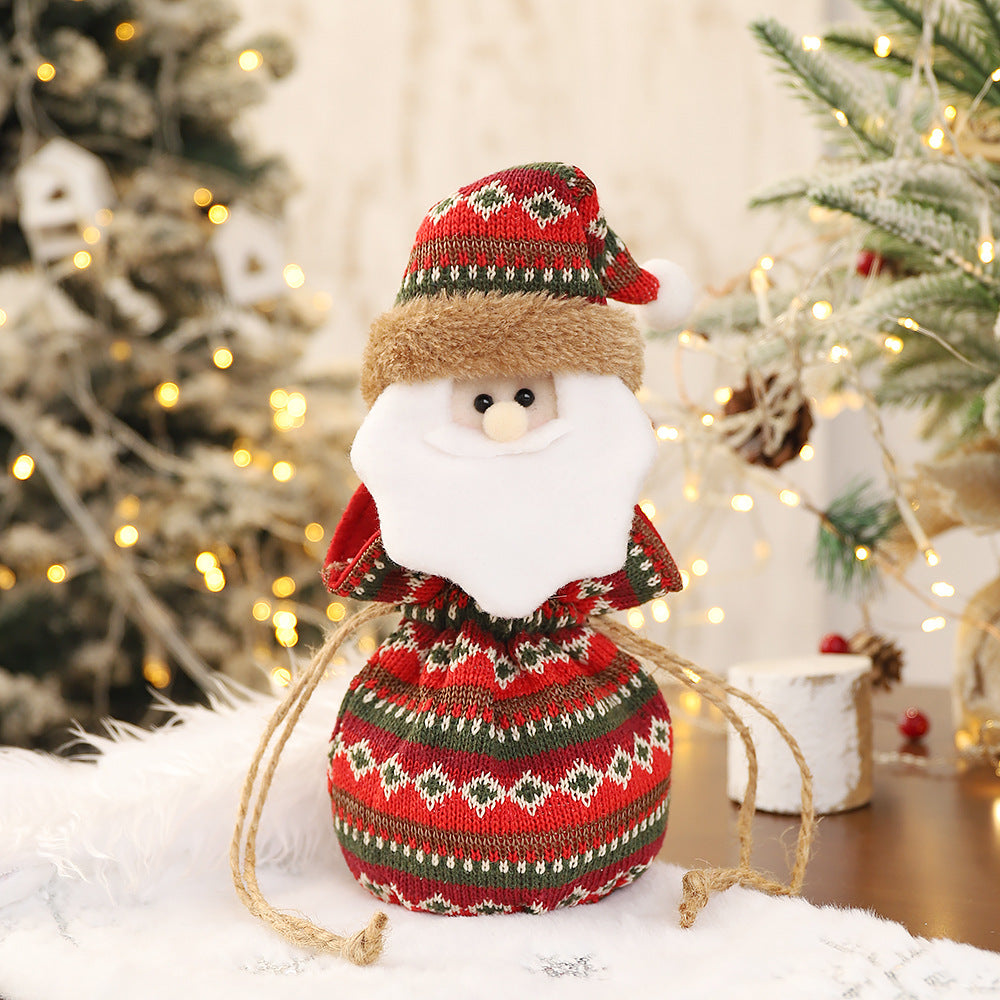 New 3D Knitted Fabric Doll Apple Bag Christmas Decorations Children's Day Gift Bundle Pocket Candy Bag - Korvel