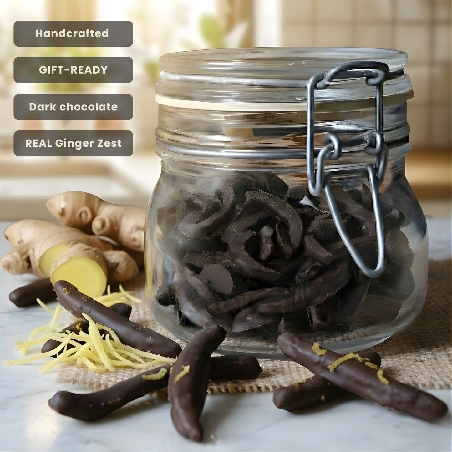 Gingembre en Chocolat Noir Belge Vegan Andy Anand - 1 lb