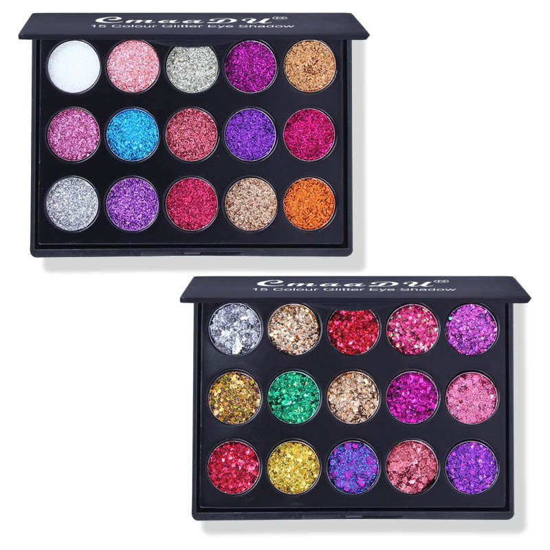Palette de fards à paupières en sequins diamantés 15 couleurs