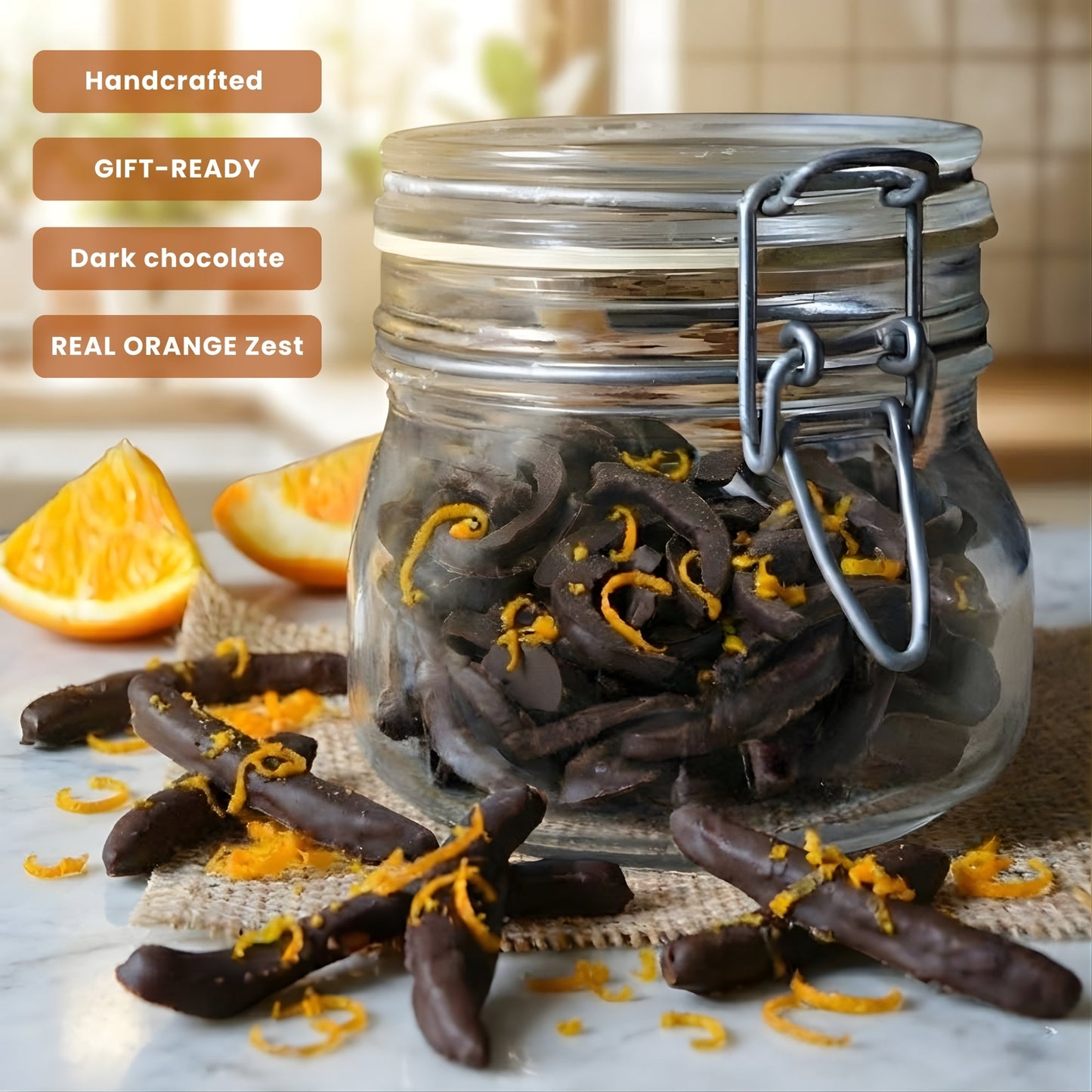 Caja de Regalo de Cáscaras de Naranja con Chocolate Oscuro Andy Anand - 1 lb