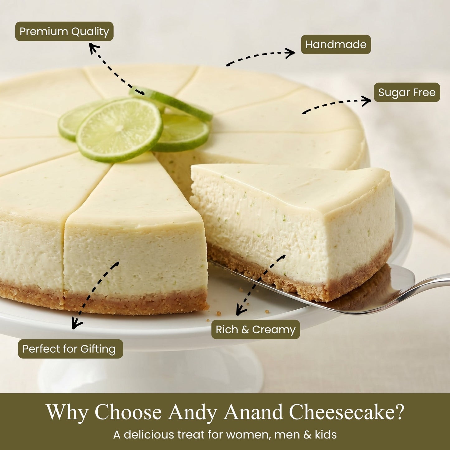 Andy Anand Key Lime Cheesecake 9" - Freshly Baked Delight