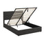 Lit plateforme queen rembourré avec rangement - Gris
