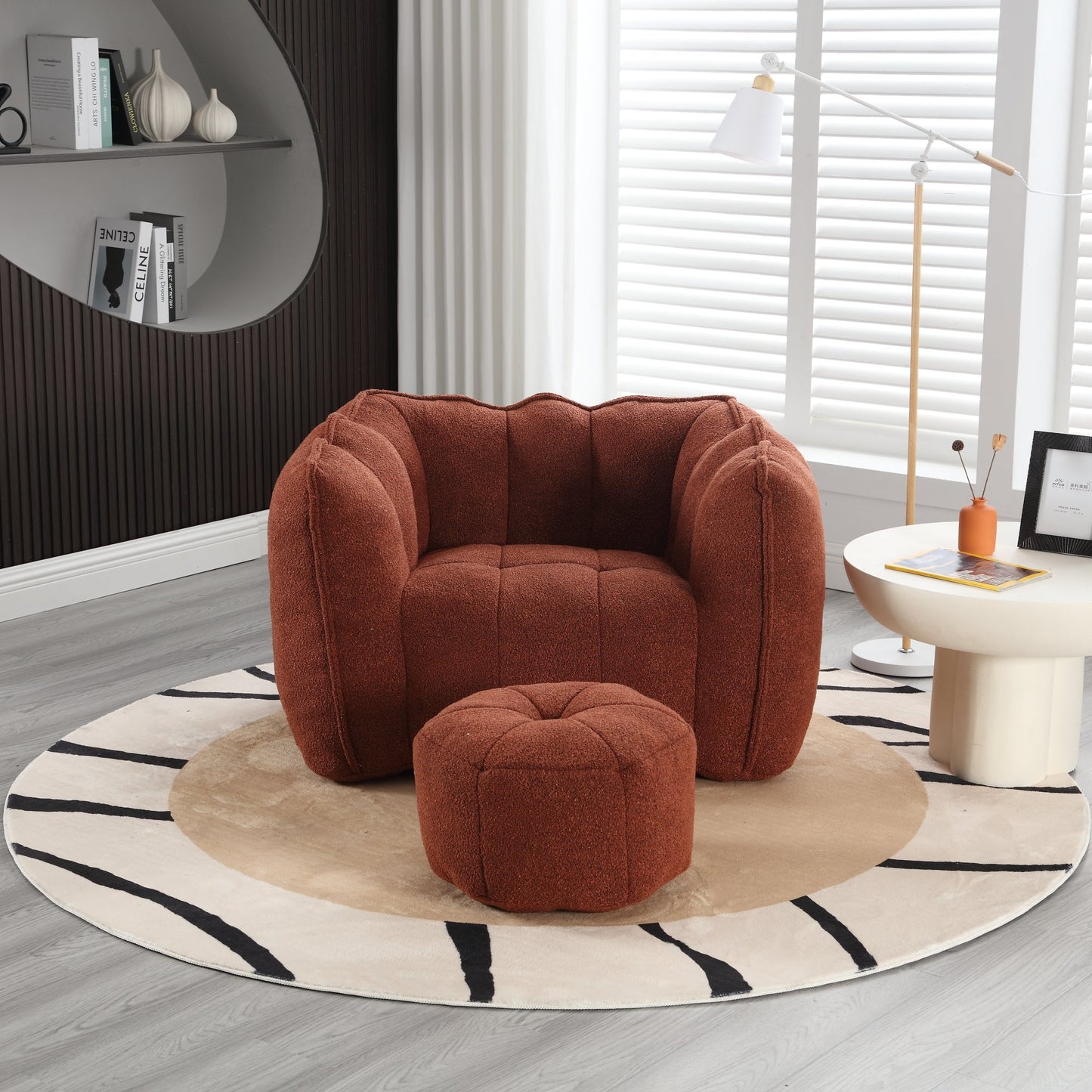 Soft Bean Bag Chair with High Resilient Foam(Chips)for living room and bedroom Comfortable Square Lazy Sofa with  Footstool - Korvel