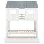 House Bunk Bed with Trundle,Roof and Windows White - Korvel