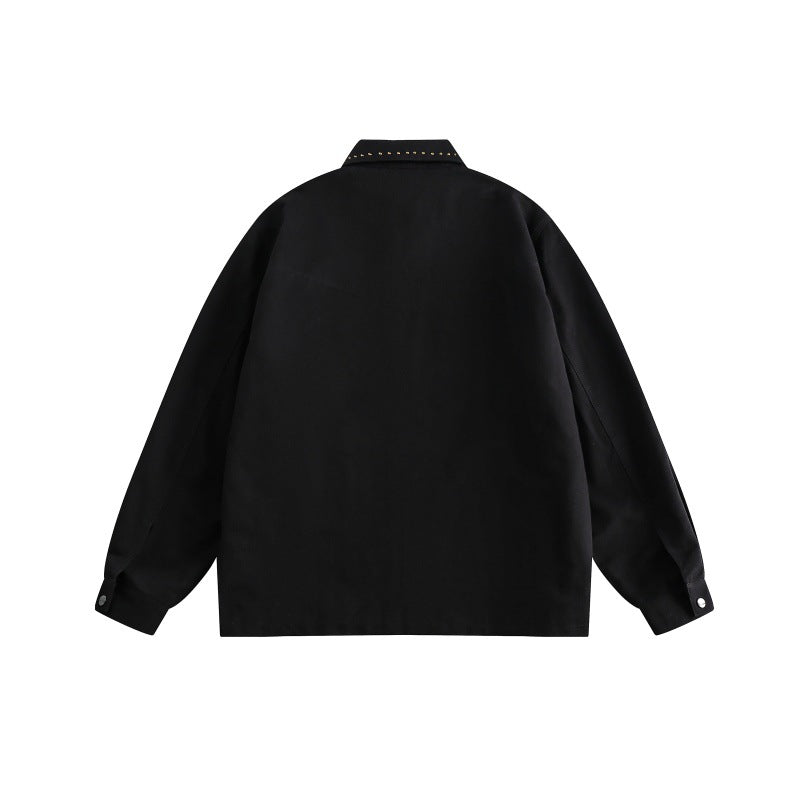 Jacket rivet lapel zipper jacket for men - Korvel