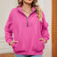 Solid Color Zipper Long Sleeve Pullover Sweatshirt for Women