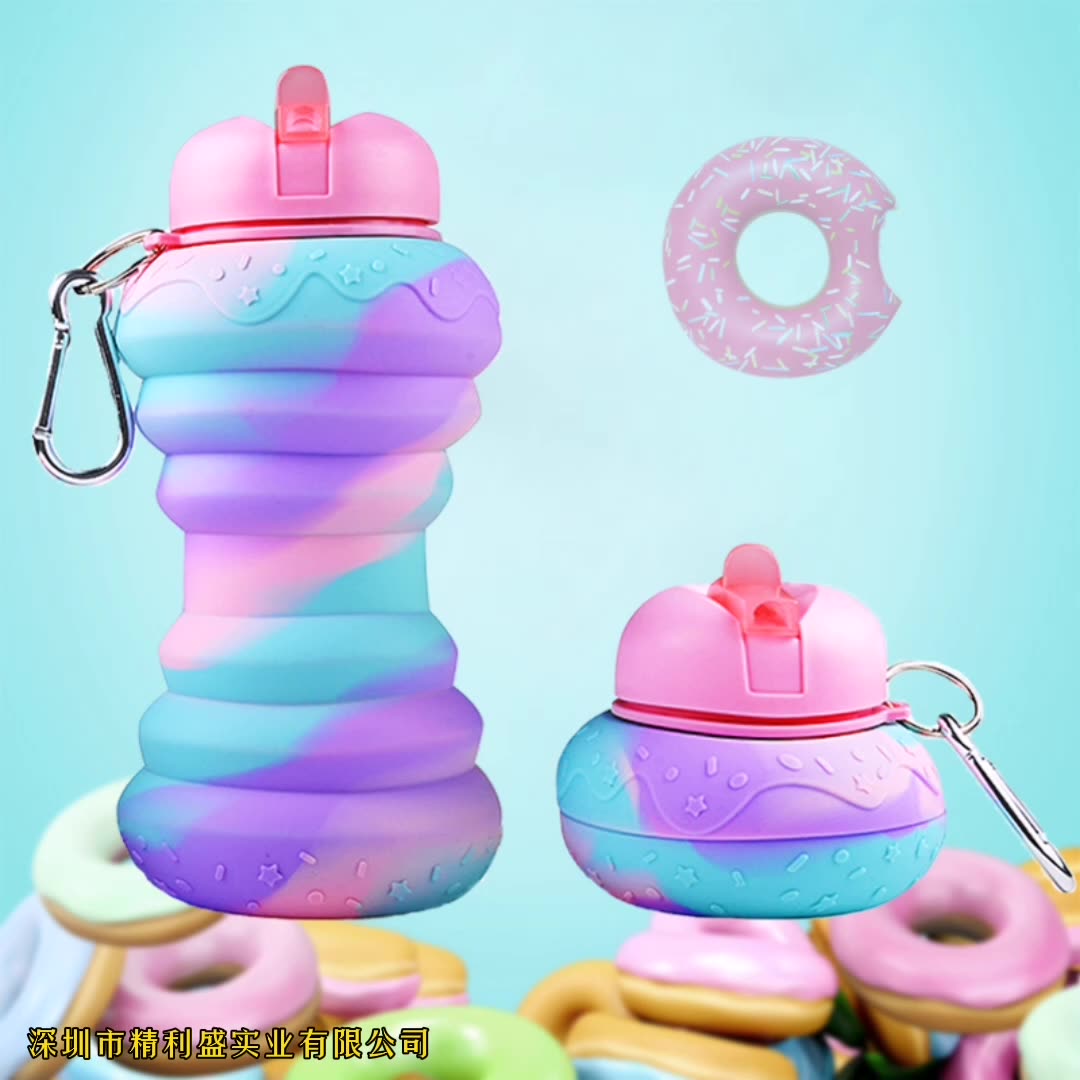 Donut Folding Silicone Water Bottle - Portable & Eco-Friendly
