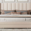 Queen Size Storage Bed Velvet Upholstered Platform Bed with a Big Drawer - Beige - Korvel