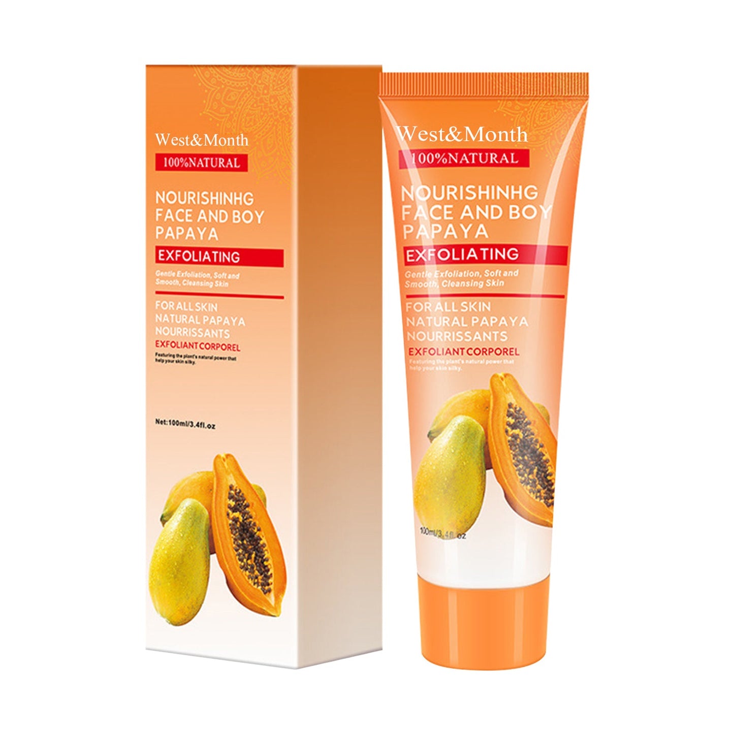 Papaya Exfoliating Gel, Moisturizing Skin With Gentle Cleansing Keratin Brightening Gel - Korvel