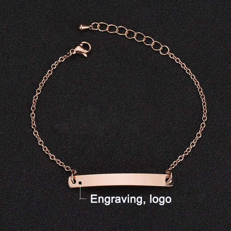 Stainless steel personalized engraved three color curved bracelet simple and personalized women's bracelet - Korvel