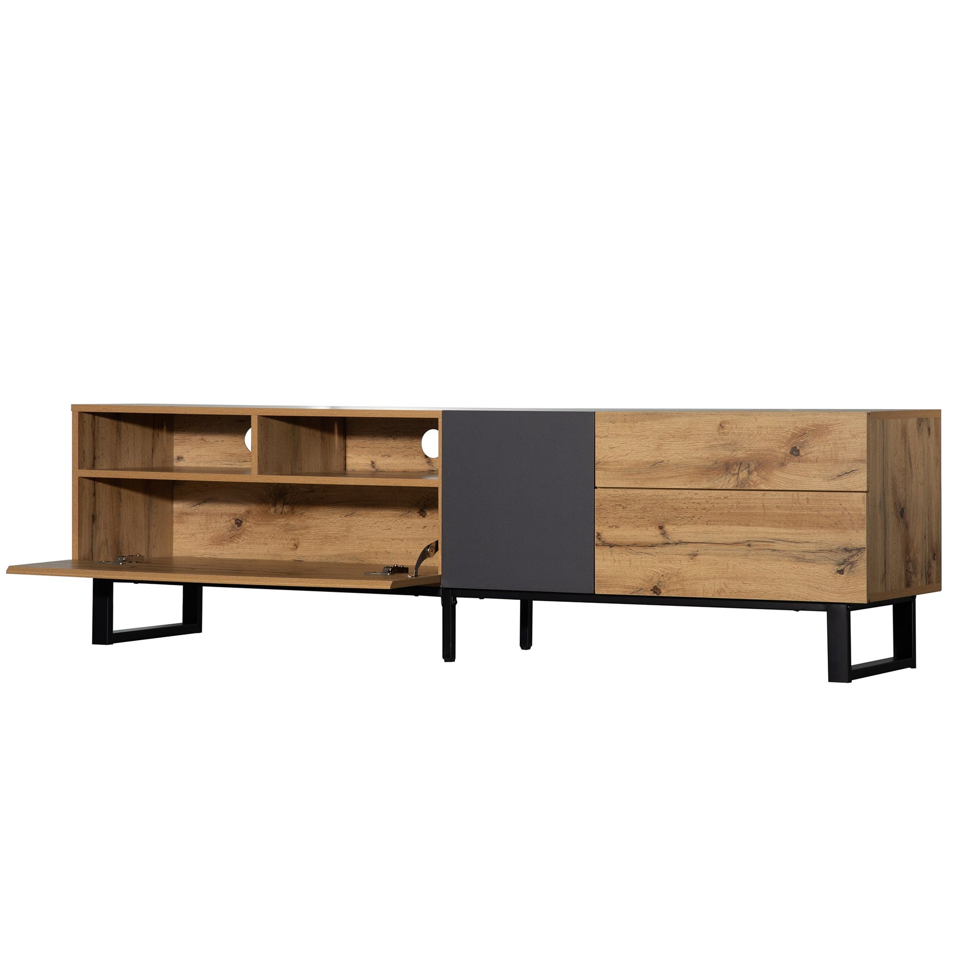 Modern TV Stand for 80'' TV with Double Storage Space - Korvel