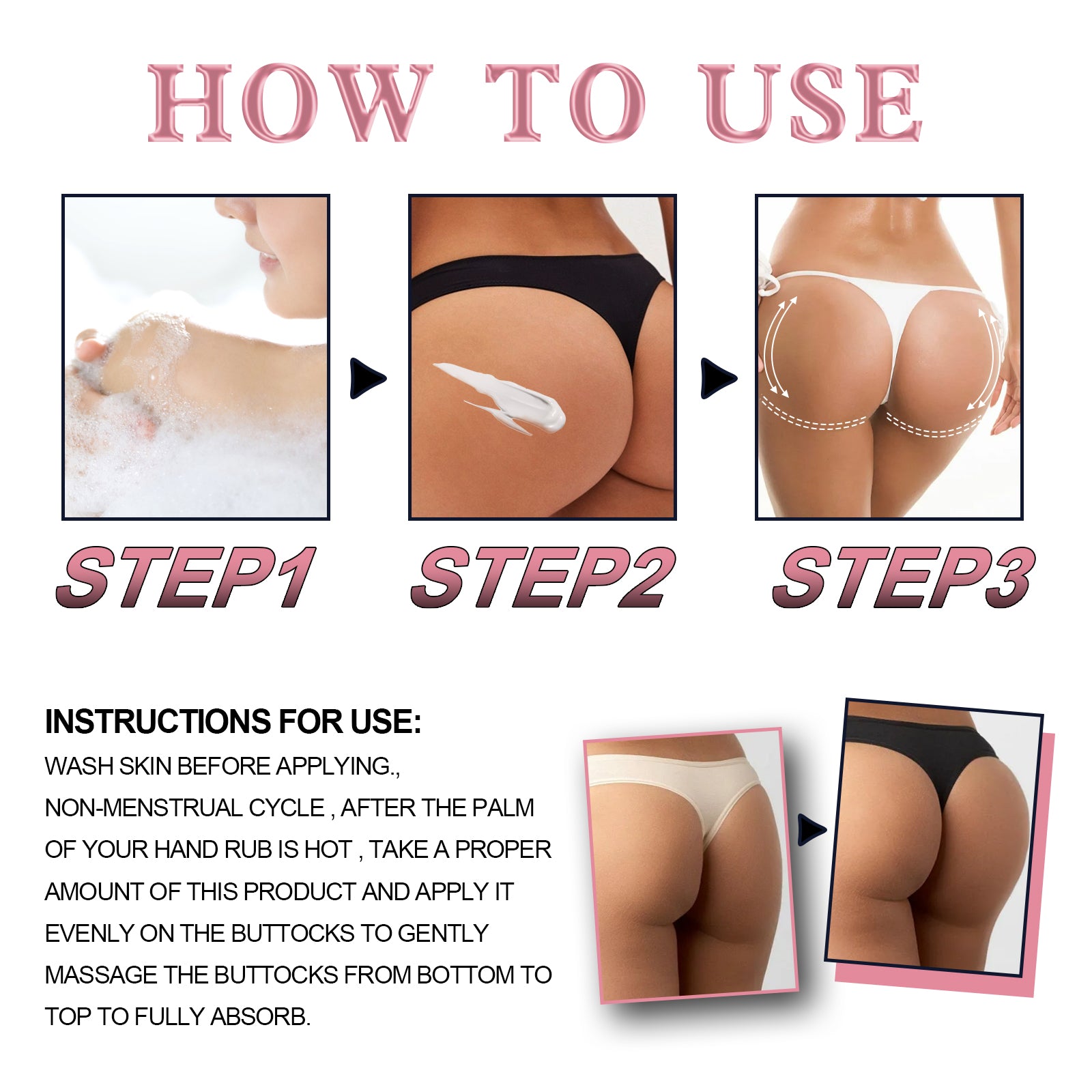 Butt Massage Cream, Booty Lift Firming Skin Booty Lift Shape Peach Booty Moisturizing And Firming Cream - Korvel