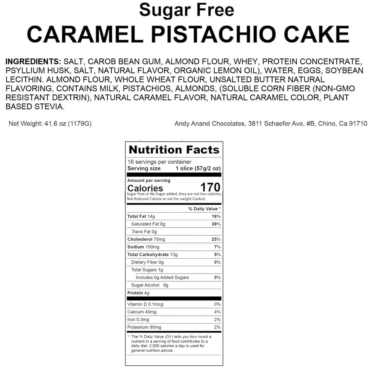 Pastel de Pistachos con Caramelo Sin Azúcar - 9"