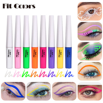 Fit Colors Fluorescent Color Liquid Eyeliner 8 Colors Waterproof Sweat-proof Quick-Drying Color Eyeliner Set - Korvel