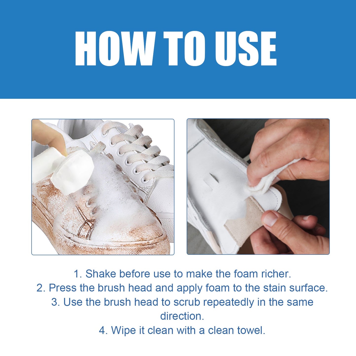 Water-Free Foam Sneakers Cleaning Kit, Small White Shoes Sneakers Decontaminating Brightening White Cleaning Multi-Functional Yellow Cleaner - Korvel
