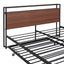 Cama de Plataforma de Metal Tamaño Queen con Trundle y Puertos USB - Negro