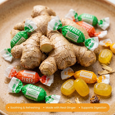 Andy Anand 55 Pc Sugar Free Ginger Candy - 3 Flavors, Made in Italy