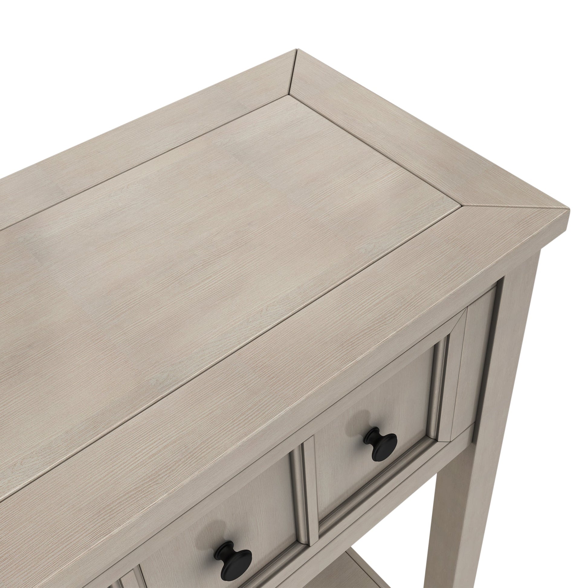 TREXM Rustic Entryway Console Table60" Long Sofa Table with two Different Size Drawers and Bottom Shelf for Storage (Gray Wash) - Korvel