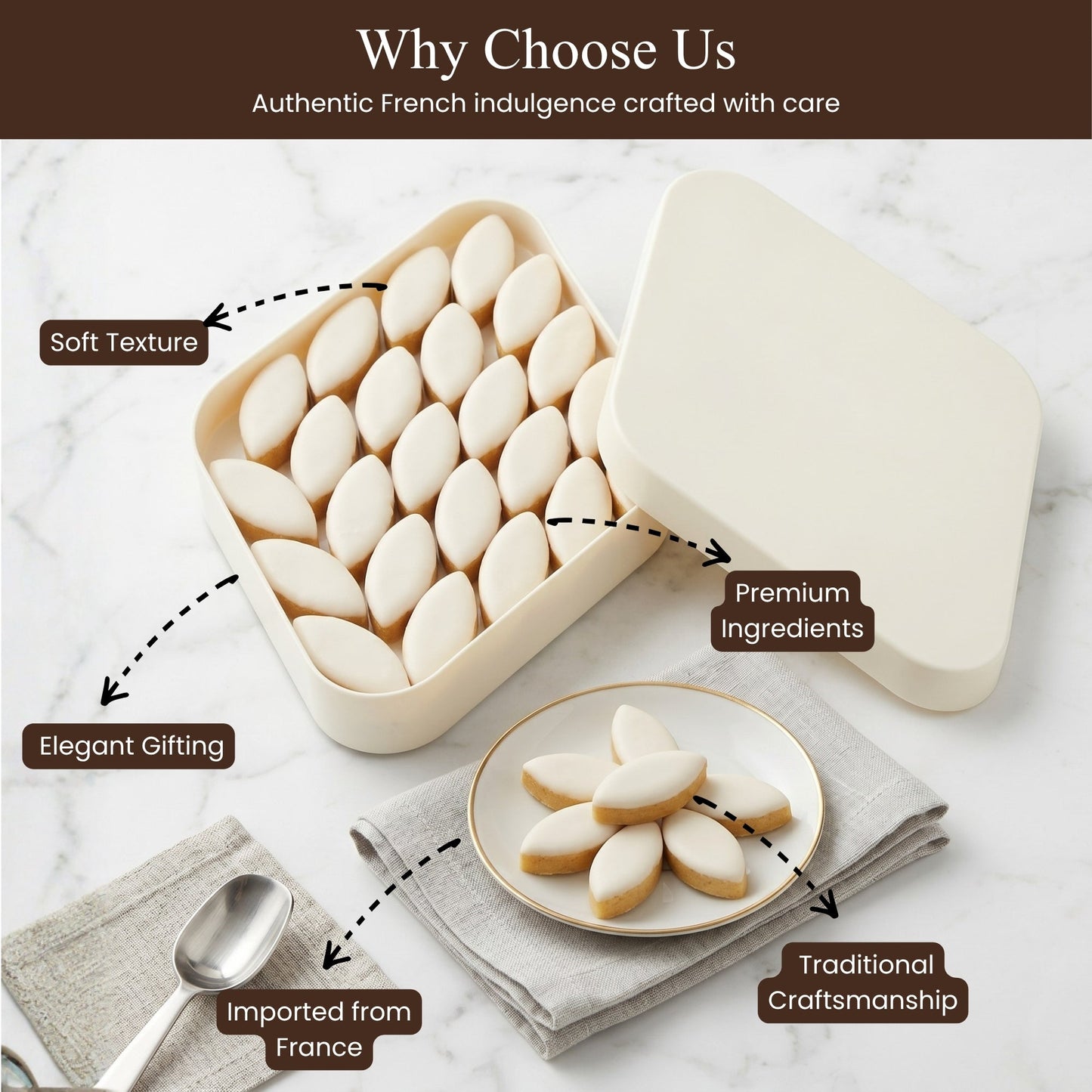 Andy Anand Calissons de Provence - 28 Pcs Bonbons Artisanaux aux Amandes