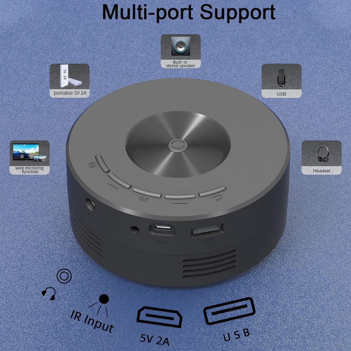 YT200 Home Projector Mini Portable Small Children's Mobile Phone Projection - Korvel