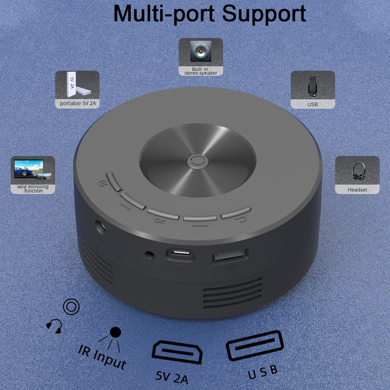 YT200 Home Projector Mini Portable Small Children's Mobile Phone Projection - Korvel