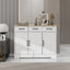 Farmhouse Buffet Cabinet Storage Sideboard with 3 Drawers and 3 Doors for Dining Living Room Kitchen Cupboard-White - Korvel